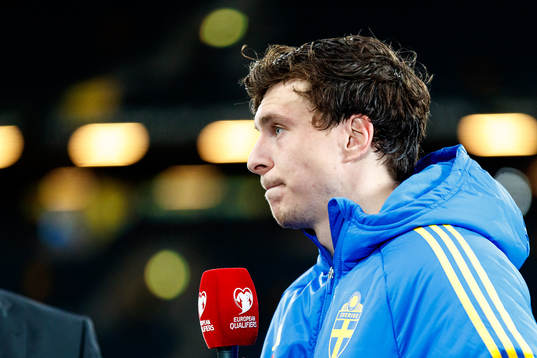 Victor Nilsson Lindelöf of Sweden in the Viaplay tv-studio