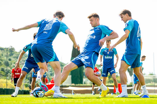 Alexander Sørloth and Martin Ødegaard of the Norwegian