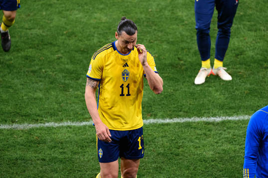 Zlatan Ibrahimovic of Sweden looks dejected