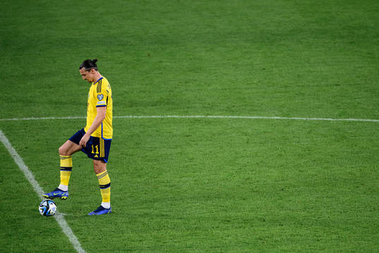 Zlatan Ibrahimovic of Sweden looks dejected