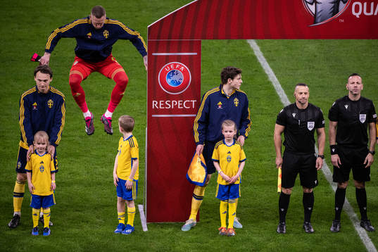 goalkeeper Robin Olsen and Victor Nilsson Lindelöf of
