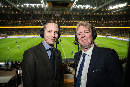 Commentators Anders Bjuhr and Glenn Strömberg of Swedish