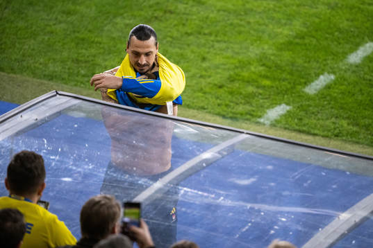 Zlatan Ibrahimovic of Sweden puts