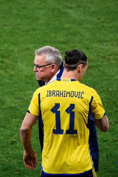 Head coach Janne Andersson and  Zlatan Ibrahimovic of Sweden
