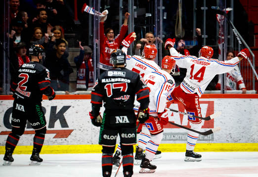 Timrås Emil Pettersson jublar vid 0-1