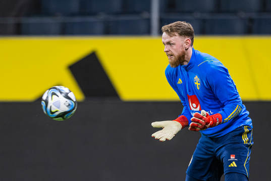 Goalkeeper Viktor Johansson of the Swedish national