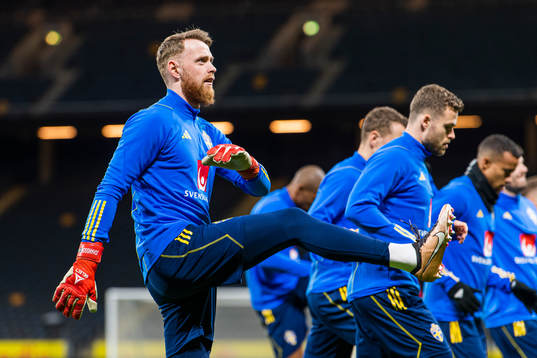 Goalkeeper Viktor Johansson of the Swedish national
