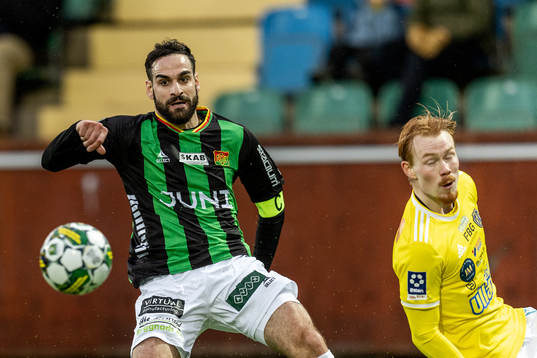 GAIS Mervan Celik och Falkenbergs Linus Borgström