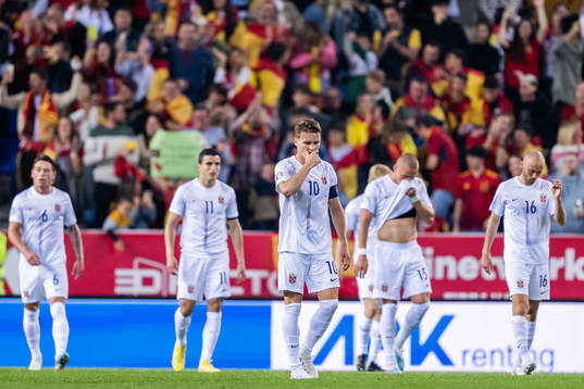 Martin Ødegaard of Norway looks dejected