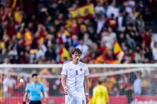 Sander Berge of Norway looks dejected