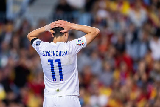 Mohamed Elyounoussi of Norway looks dejected