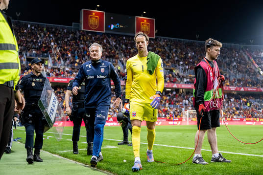 Goalkeeper Ørjan Nyland of Norway at half time