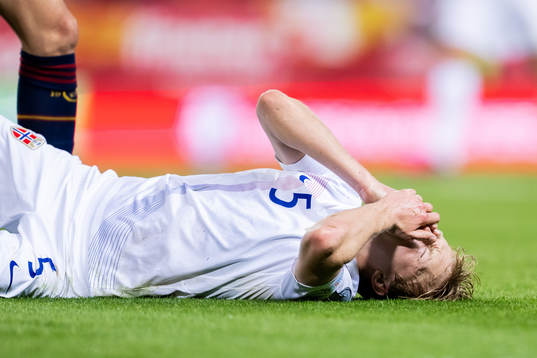 Birger Meling of Norway in pain