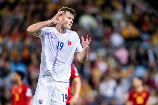 Alexander Sørloth of Norway looks dejected