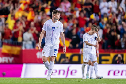 Alexander Sørloth of Norway looks dejected