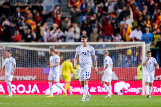 Jørgen Strand Larsen of Norway looks dejected