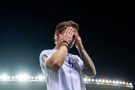 Patrick Berg of Norway looks dejected