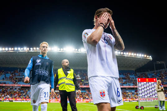 Patrick Berg of Norway looks dejected