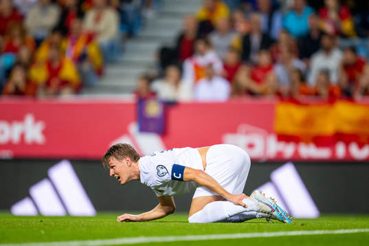 Martin Ødegaard of Norway in pain