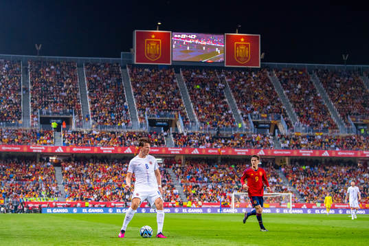 Sander Berge of Norway and Gavi of Spain