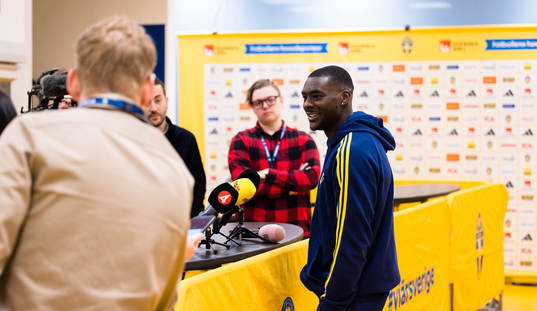 Ken Sema of Sweden answers media questions
