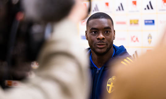 Ken Sema of Sweden answers media questions