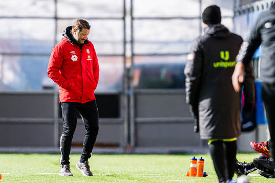 Frode Fagermo, head coach of AaFK Fortuna, looks dejected