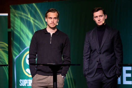 Sundsvalls Pontus Engblom och tränare Douglas Jakobsen