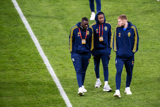 Ken Sema, Anthony Elanga and Dejan Kulusevski of Sweden