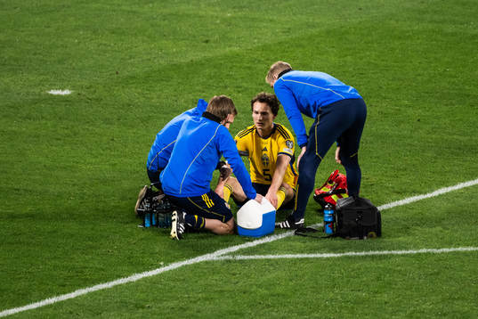 Hjalmar Ekdal of Sweden in pain