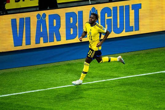 Anthony Elanga of Sweden celebrates