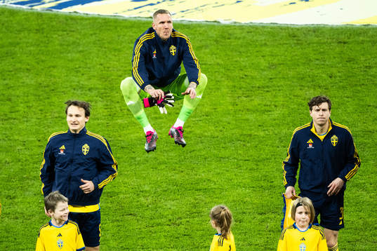 Hjalmar Ekdal, goalkeeper Robin Olsen and Victor Nilsson