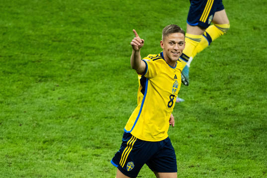 Viktor Gyökeres of Sweden celebrates