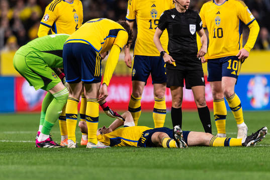 Hjalmar Ekdal of Sweden in pain