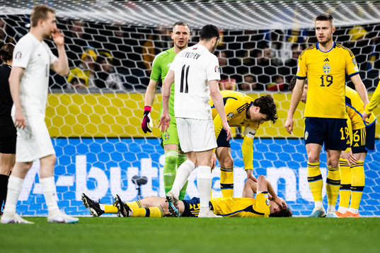 Hjalmar Ekdal of Sweden in pain