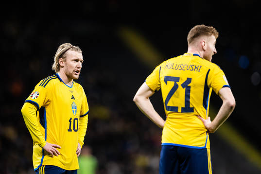 Emil Forsberg and Dejan Kulusevski of Sweden