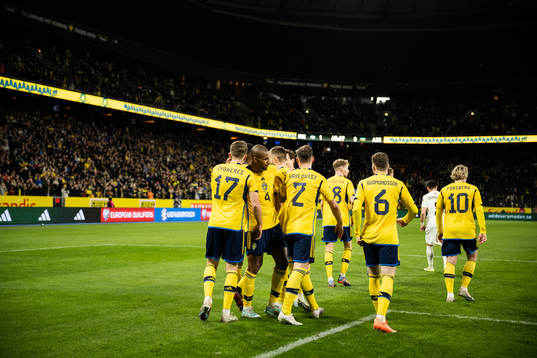 Players of Sweden celebrate