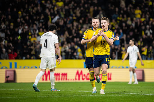 Viktor Gyökeres of Sweden celebrates