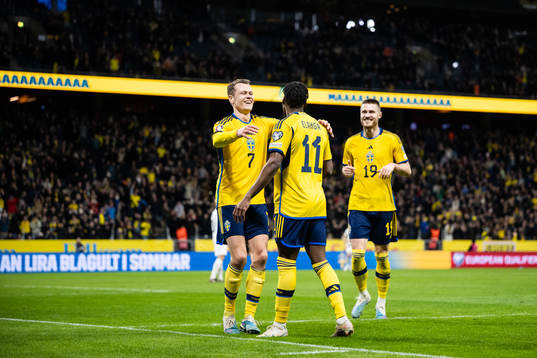 Viktor Claesson, Anthony Elanga and Mattias Svanberg of