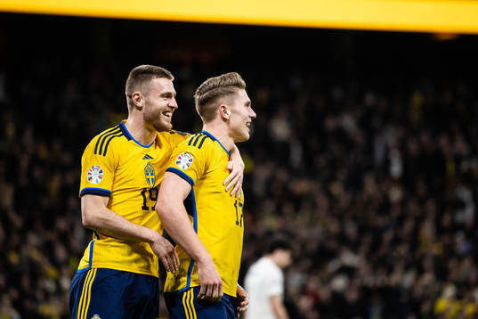 Viktor Gyökeres of Sweden celebrates