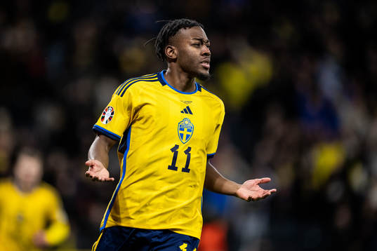 Anthony Elanga of Sweden celebrates