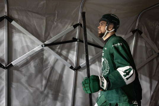 Färjestads Henrik Björklund innan kvartsfinal sex i SHL