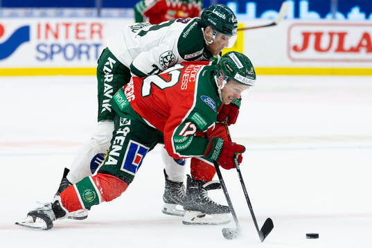 Färjestads Patrik Lundh och Frölundas Max Friberg