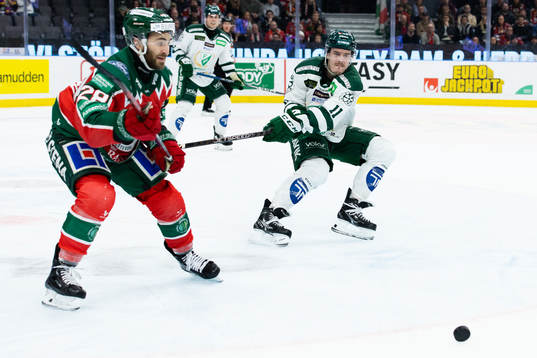 Frölundas Anthony Greco och Färjestads Joakim Nygård