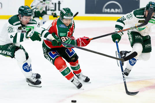 Färjestads Oscar Lawner och Frölundas Ryan Lasch