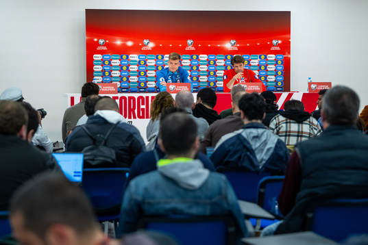 Alexander Sørloth and Morten Morisbak Skjønsberg, press
