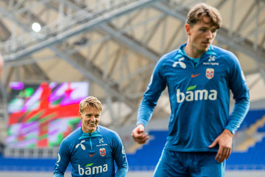 Martin Ødegaard and Sander Berge of the Norwegian national
