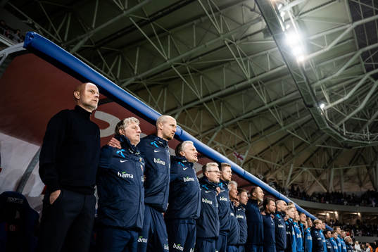 Ståle Solbakken, head coach of Norway, and his staff