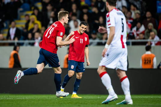 Alexander Sørloth of Norway celebrates