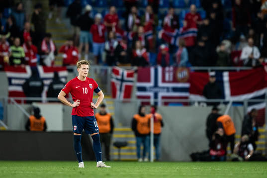 Martin Ødegaard of Norway looks dejected